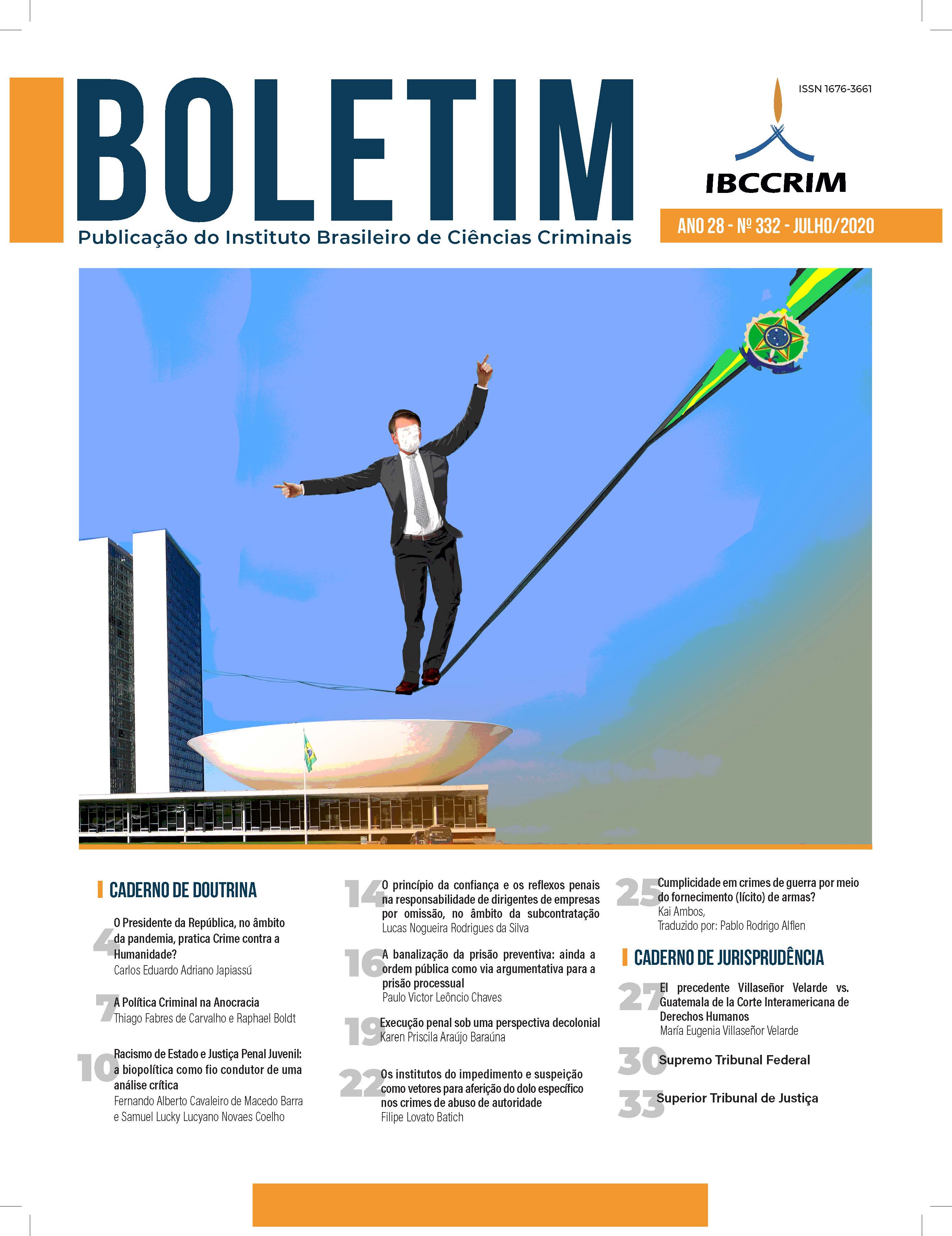 					View Vol. 28 No. 332 (2020): Boletim IBCCRIM -  Julho
				