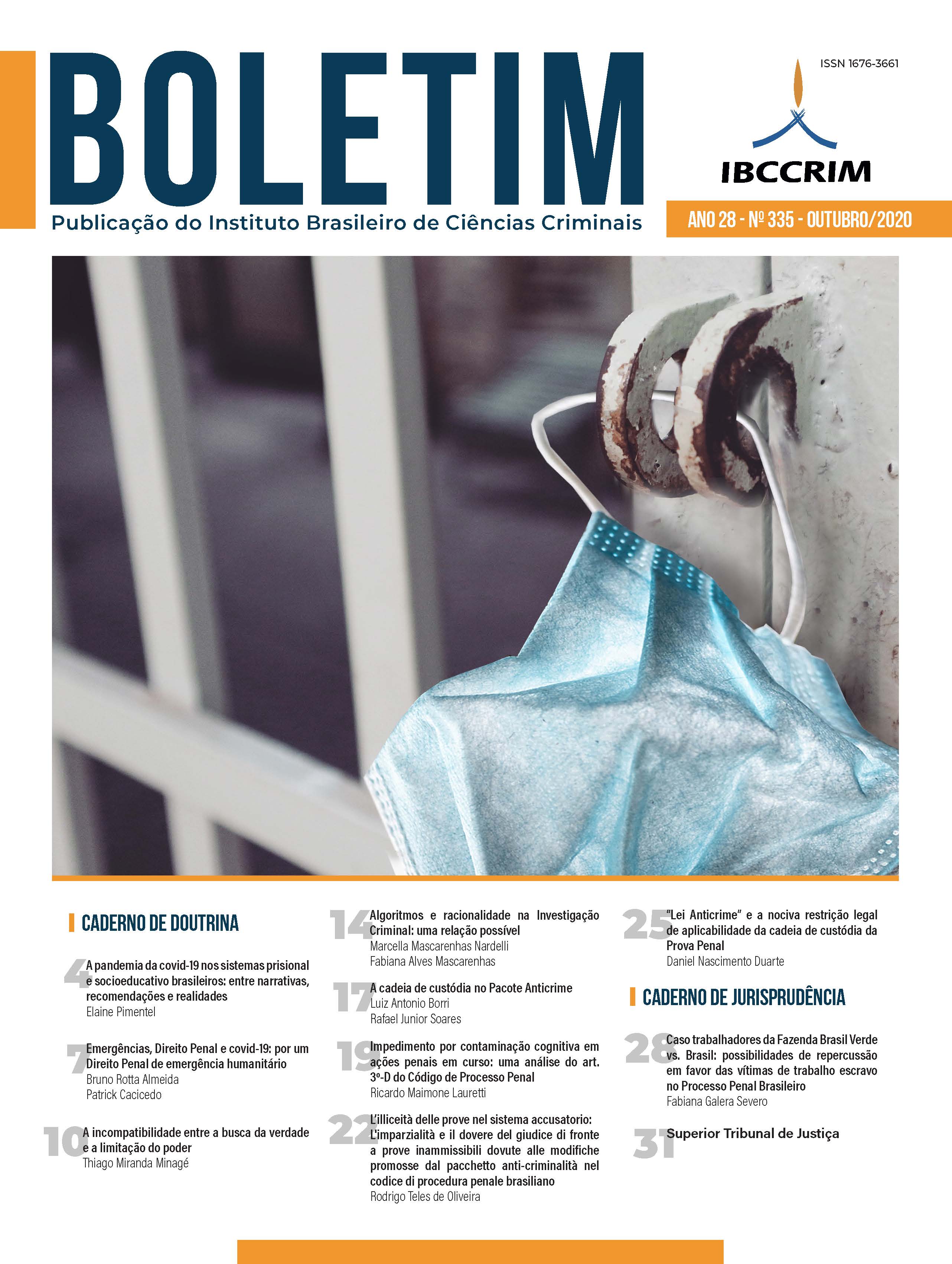 					View Vol. 28 No. 335 (2020): Boletim IBCCRIM - Outubro
				