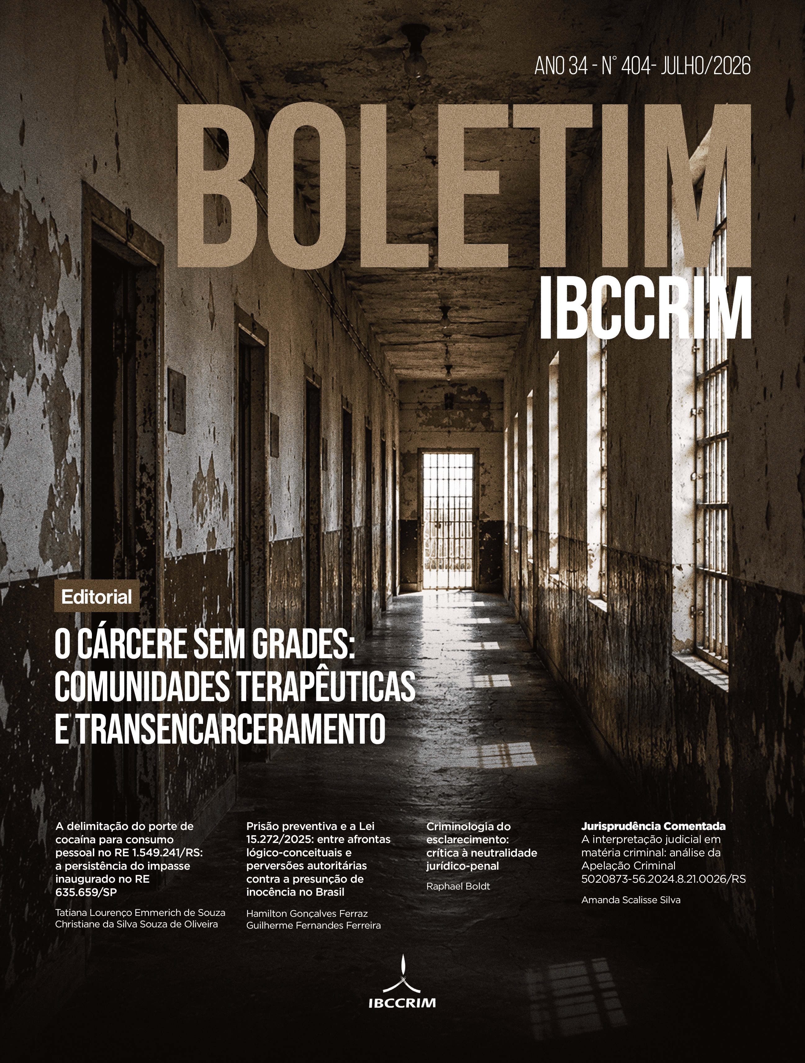 					Visualizar v. 34 n. 404 (2026): Boletim IBCCRIM - Julho
				
