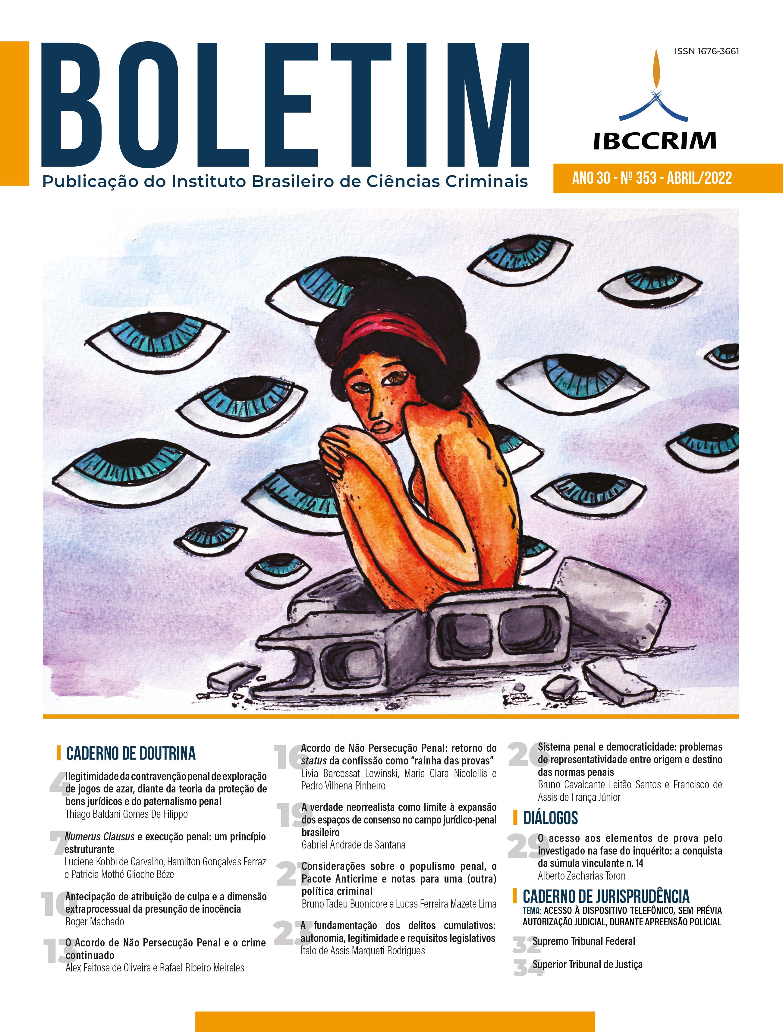 					Ver Vol. 30 Núm. 353 (2022): Boletim IBCCRIM - Abril
				